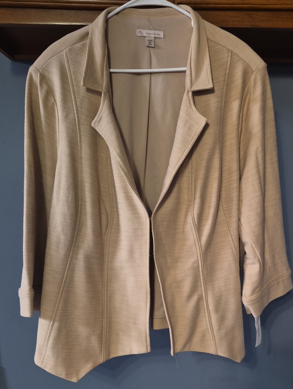 Light Beige Open-Front Knit Blazer by St. John Collection